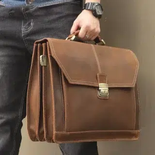 Cartable Porte-Documents en Cuir de Vachette