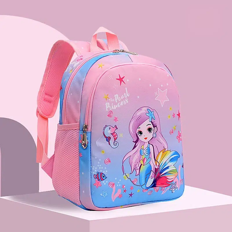 Kinderrugzak Zeemeermin Roze en Blauw Pastel Cartable Sirène pour Cours