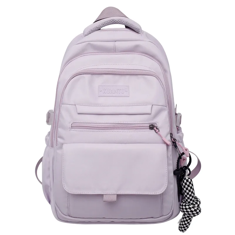 Moderne rugzak met damier sleutelhanger Cartable Collège Grande Capacité