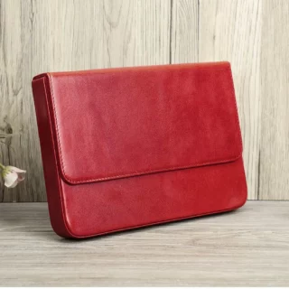 Trousse de Bureau en Cuir Rouge Pour Stylos