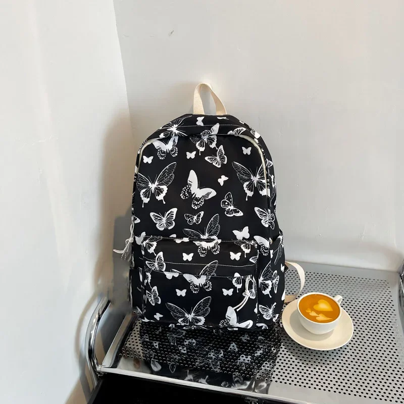 Rugzak met Vlinderprint Lavendel of Wit Cartable Scolaire Papillon Fille