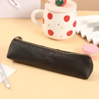 Trousse d’Outils Scolaires en Cuir Noire