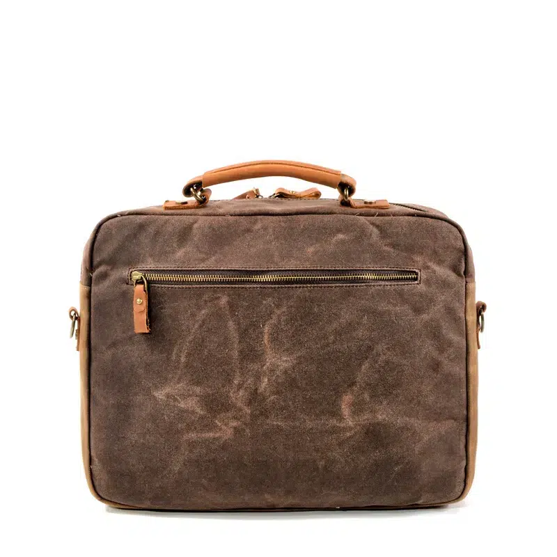 Vintage canvas schoudertas bruin met leer Cartable à Bandoulière Pour Homme Vintage