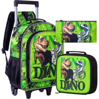 Ensemble Cartable à Roulettes Dinosaure