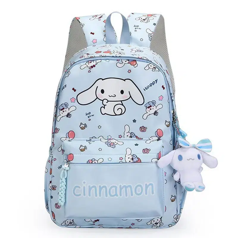Blauwe Cinnamoroll Rugzak Kinderen Met Sleutelhanger Cartable Kawaii Fille Cinnamoroll