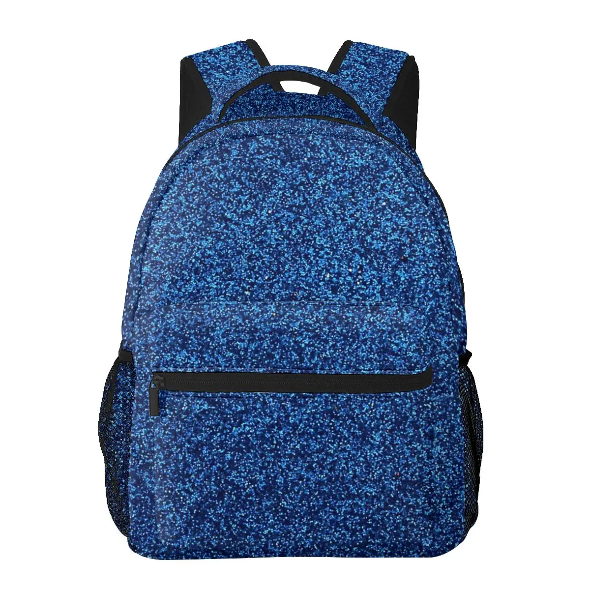 Blauwe Schoolrugzak met Zwarte Accenten Cartable Paillettes Bleu