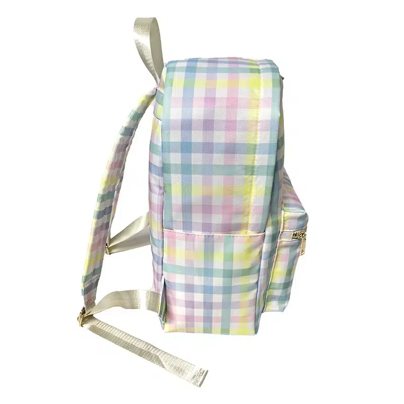 Pastelkleurige Ruitjes Rugzak met Gouden Ritsen Cartable Scolaire de Collège