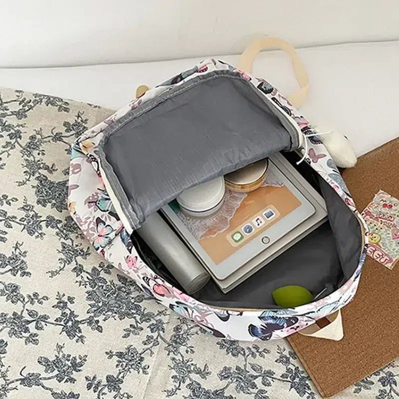Rugzak met Vlinderprint Lavendel of Wit Cartable Scolaire Papillon Fille