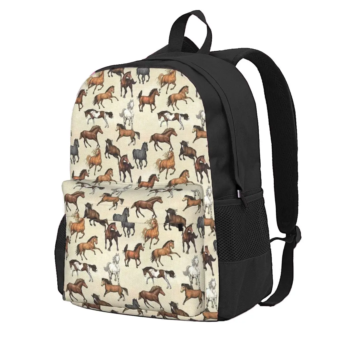 Kinder Rugzak Paardenprint Beige Bruin Cartable de Rentrée Scolaire Cheval