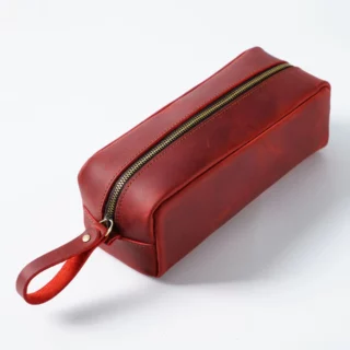 Trousse en Cuir de Vachette Rouge
