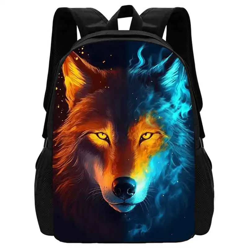 Schoolrugzak met Mystieke Wolf Illustratie Cartable Loup pour Cours