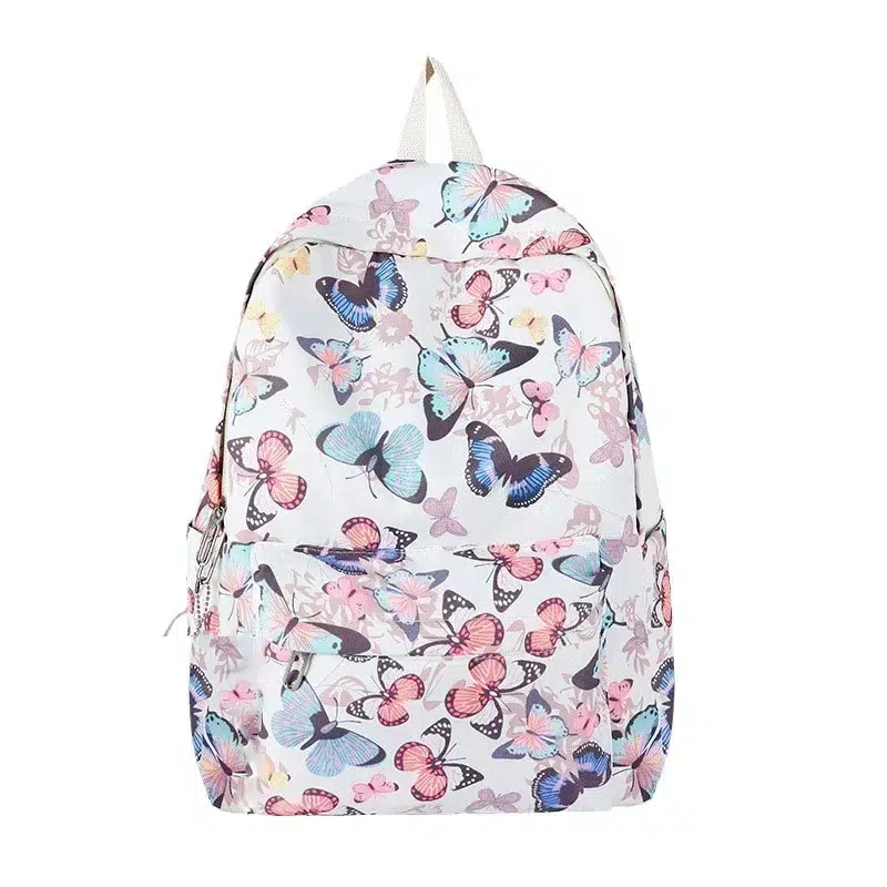 Rugzak met Vlinderprint Lavendel of Wit Cartable Scolaire Papillon Fille