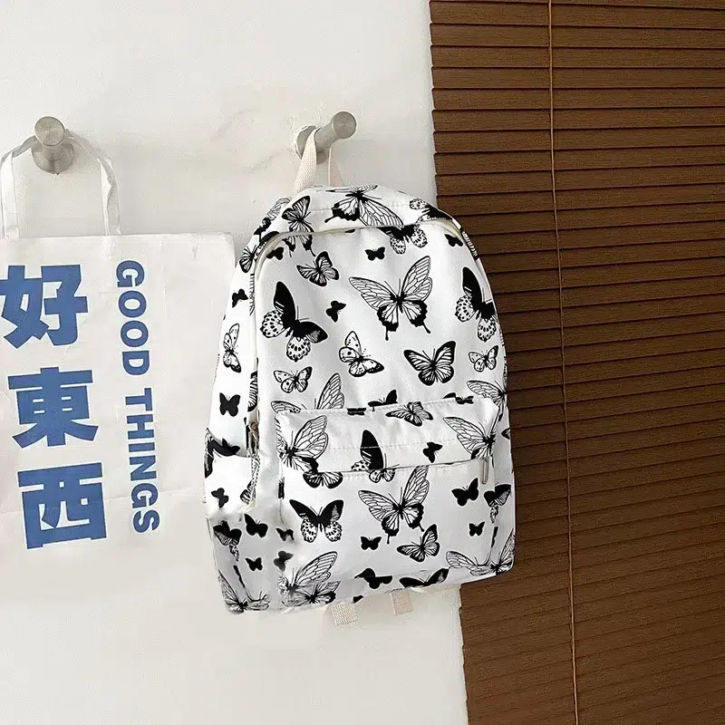 Rugzak met Vlinderprint Lavendel of Wit Cartable Scolaire Papillon Fille
