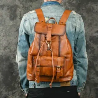 Cartable Sac à Dos en Cuir de Vachette Véritable