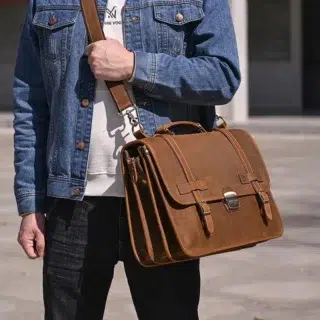 Cartable à Bandoulière en Cuir de Vachette