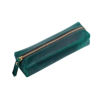 Trousse Verte en Cuir Véritable