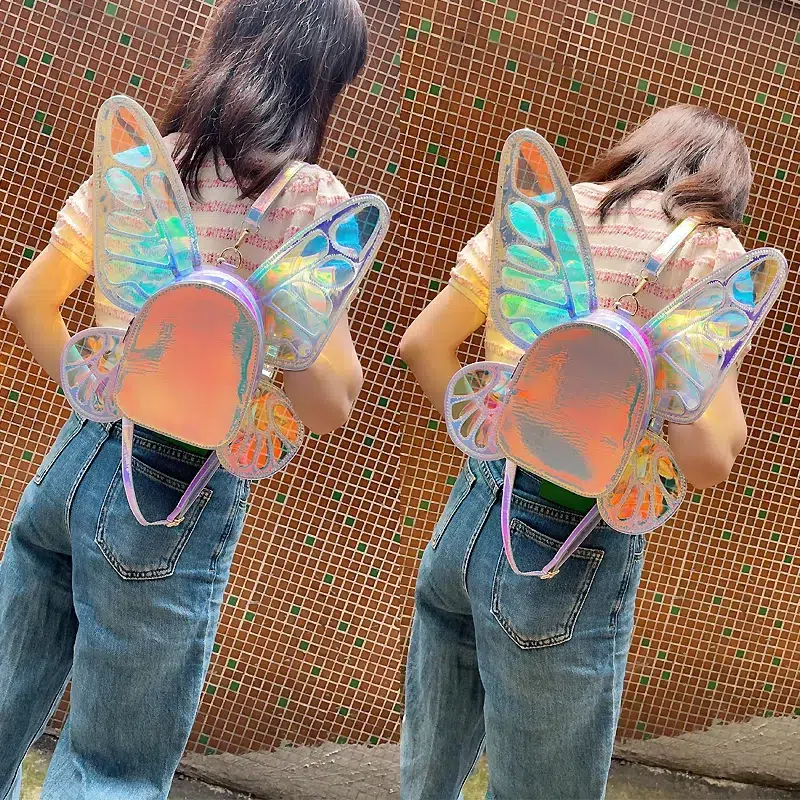 Iridescente Vlinder Rugzak met Vleugels Cartable Ailes de Papillon Fille