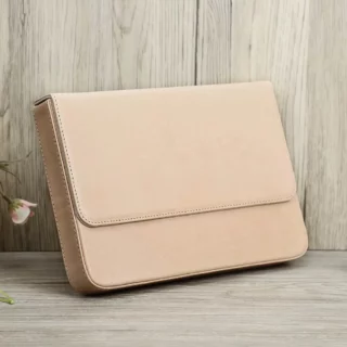 Trousse Rangement Stylos en Cuir Beige