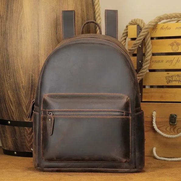 Cartable à Bretelles en Cuir de Cheval