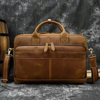 Cartable Ordinateur En Cuir Véritable