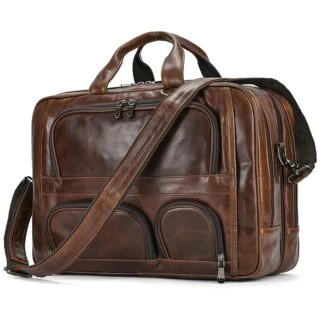 Cartable Vintage D’affaires en Cuir de Vachette