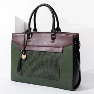 Cartable Vert à Bandoulière Pour Femme en Cuir Véritable