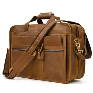 Cartable D’affaires en Cuir de Vachette Marron