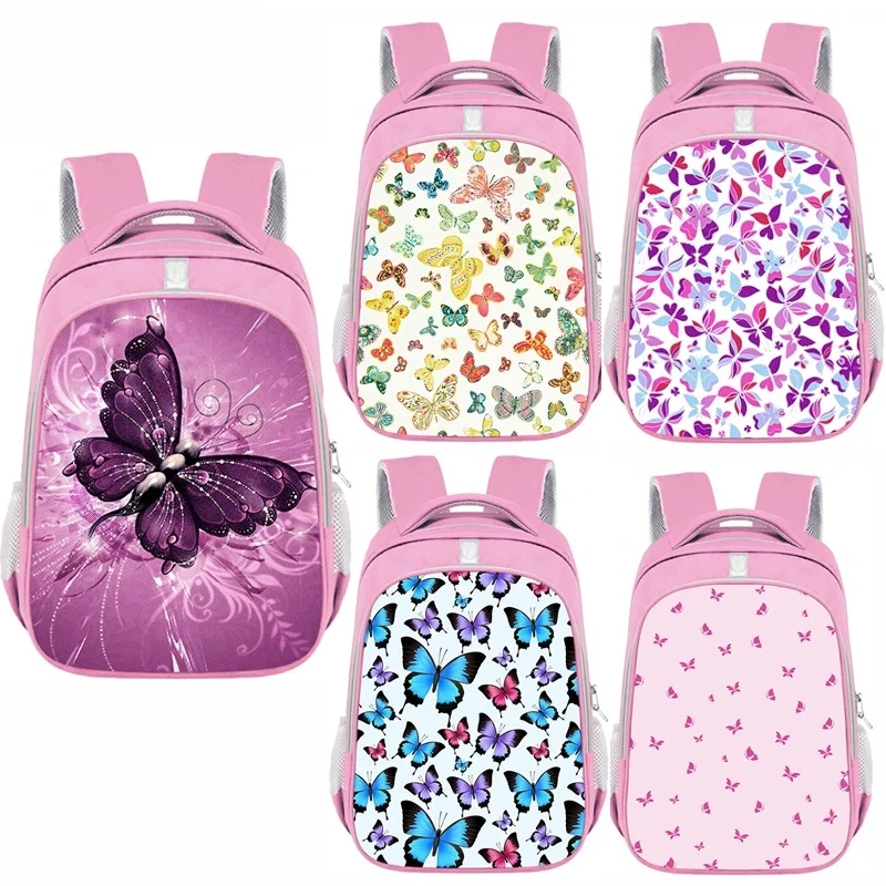 Kinderrugzak met Vlinderdesign - Meerdere Kleuren Sac à Dos Papillon École