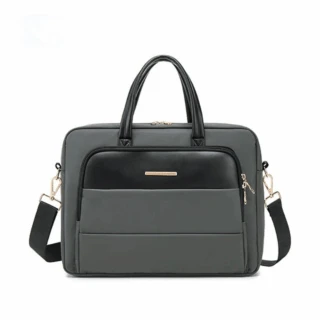 Cartable Gris Pour Ordinateur Pour Femme 37x10x28cm